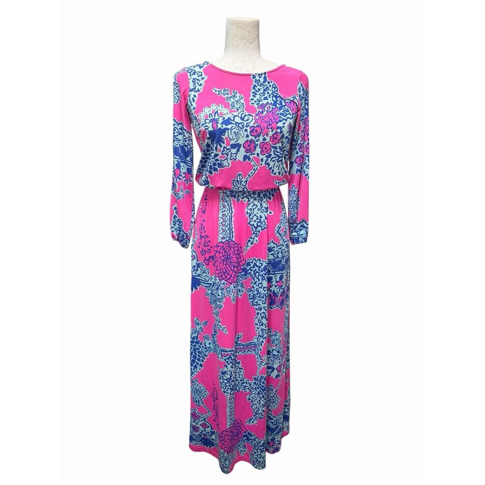 Lilly Pulitzer Maxi Dress Ashlynn Maxi Pop on the Square Pink Resort Stretch XS